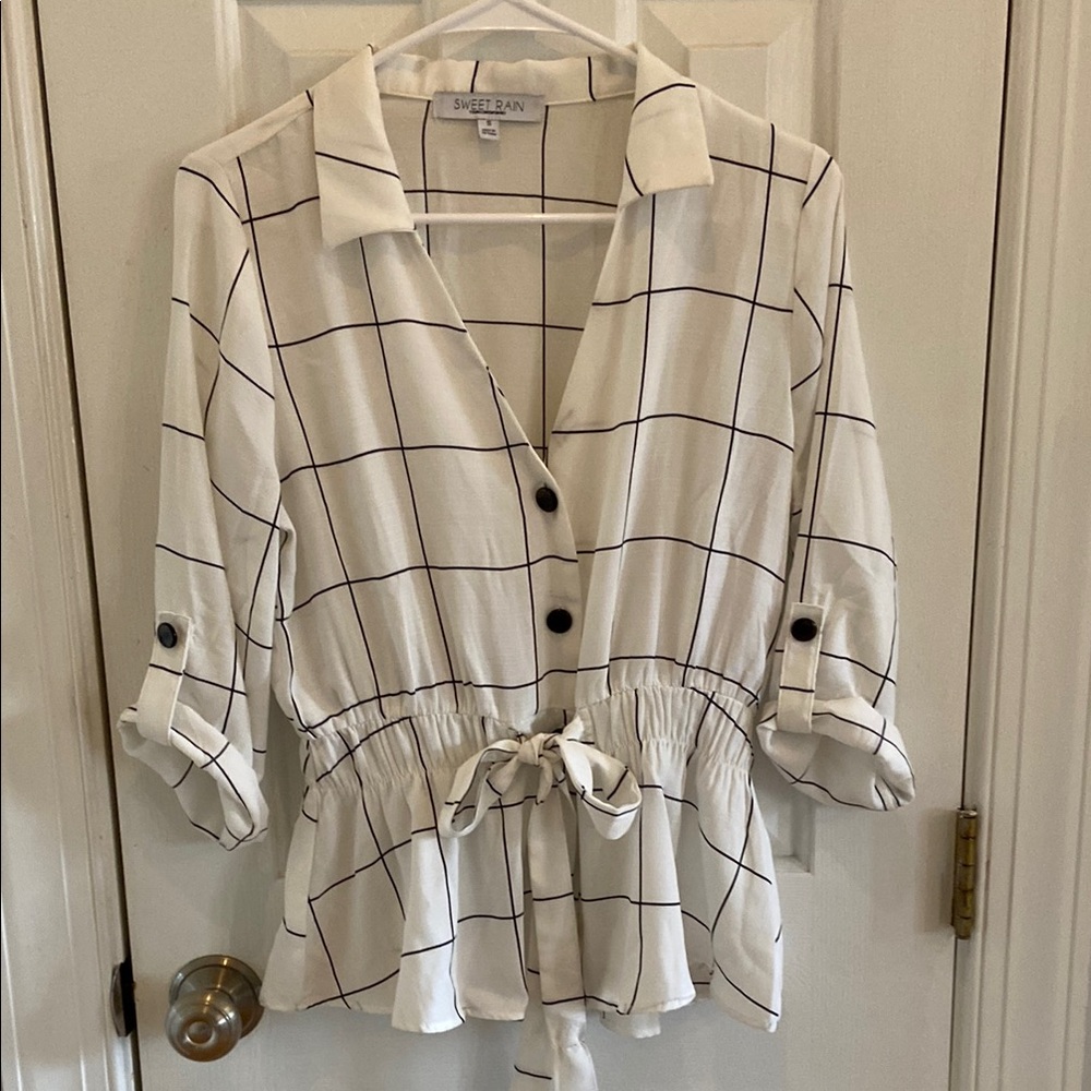 Sweet Rain Button Down Top, S